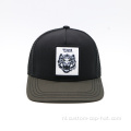5 paneel mesh cap geweven patch trucker hoed